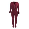 thumbnail image 2 of Honganda Slim Pleated Zipper Hooded Top and Pants Two-piece Suit, 2 of 6