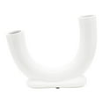 thumbnail image 2 of Modern U-Shaped Ceramic Stoneware Vase - Minimalist Decorative Flower Holder for Home, Living Room, Bedroom & Office - Elegant Accent Piece - 8" White, 2 of 12