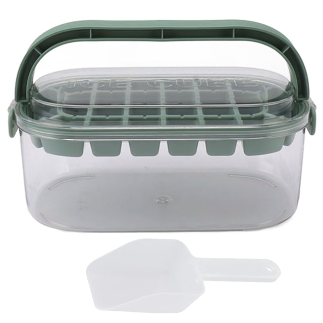 Molde para cubitos de hielo de 28 cavidades, molde para cubitos de hielo casero de gran capacidad, molde para hacer cubitos de hielo portátil, tipo de fondo duro verde
