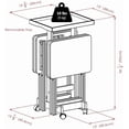thumbnail image 3 of Natural Wood 6 Piece TV Trays Set Featuring Four Folding Snack Tables, Removable Serving Tray, and Rolling Storage Stand with Locking Wheels, 3 of 8