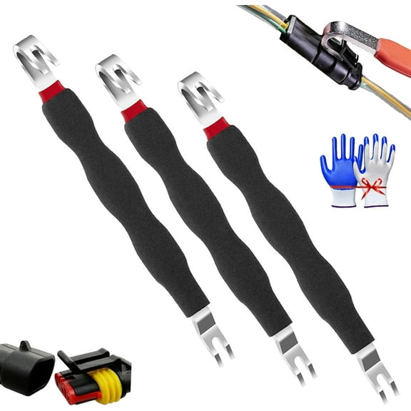 Promptanda Automotive Electrical Terminal Connector Separator Removal Tool,Rightfavour Electrical Connector Removal Tool,Universal Plug Connector Remover for Most Vehicles Wiring Systems(Black*3)