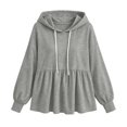 thumbnail image 6 of Yeaiivve Babydoll Hoodies for Women Puff Sleeve Drawstring Cute Hoodie Peplum Hem Casual Loose Fit Tops Comfy Lightweight Pullovers XL, 6 of 7