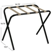 Household Essentials Luggage Rack, Black Frame with Khaki Straps