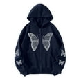thumbnail image 2 of ICHUANYI Clearance Womens Heart Print Gothic Style Sleeve Hoodlies Zipper Thermal Hoodie With Cropped Zip Up Women Coat(Navy, L) ICHUANYI WER2023080706307, 2 of 6
