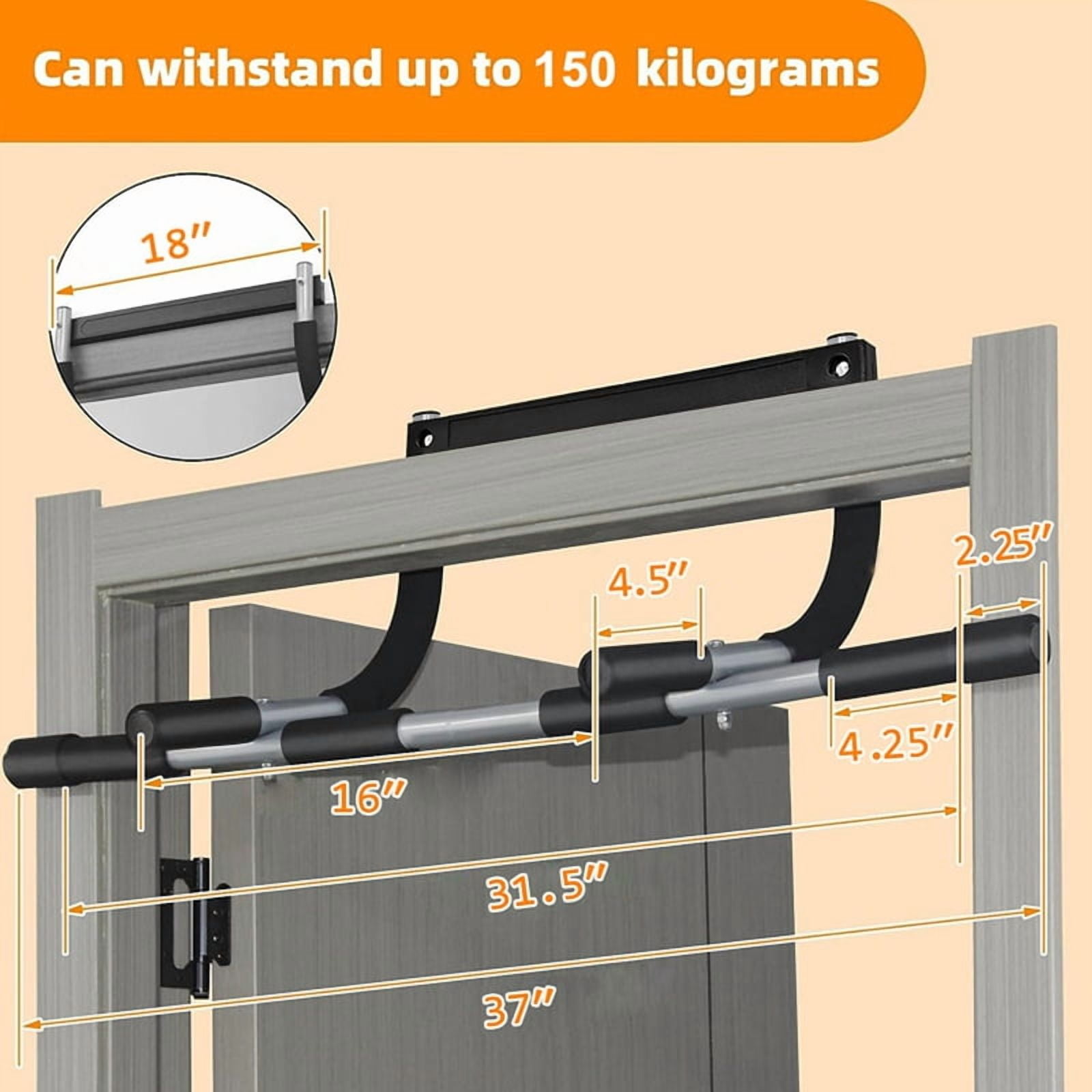 Wall Mounted Pull Up Bar - Chin Up Bar for Doorway, Multi-Gym Home Fitness Equipment with Enhanced Door Frame Protection,1 * Chin Up Bar