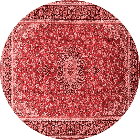 Ahgly Company Indoor Round Medallion Red Traditional Area Rugs, 6' Round