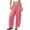 Red, variant on Womens High Waist Striped Linen Pants Wide Leg Baggy Harem Casual Summer Beach Pants with Side Pockets Red