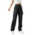 thumbnail image 4 of Cargo Pants for Women Elastic Waistband Chinos Slim Fit Outdoors Hiking Running Trouser with Zipper Multi-Pockets, 4 of 8