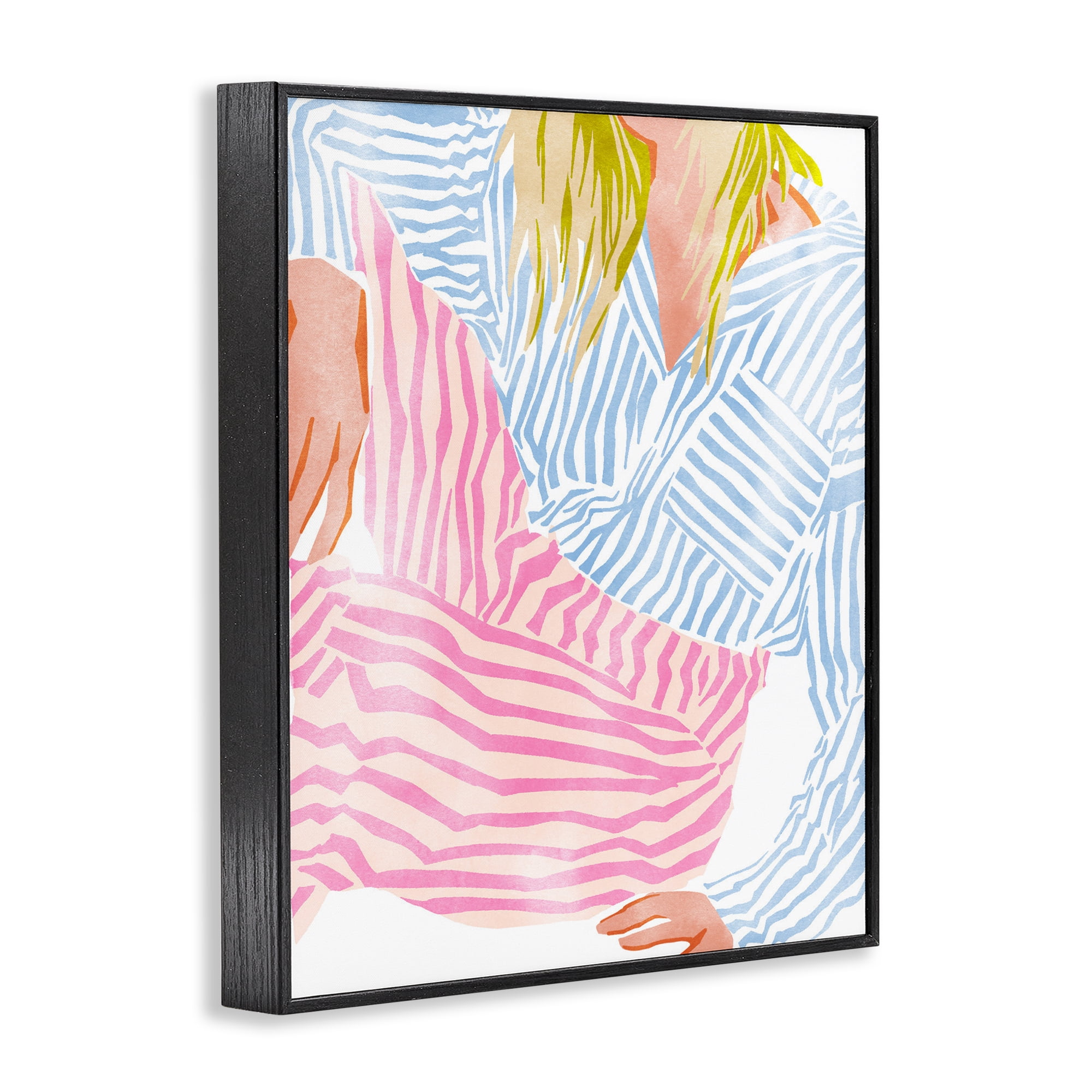 Female in Pastel Stripes Black Framed Giclee Art, design by Ziwei Li