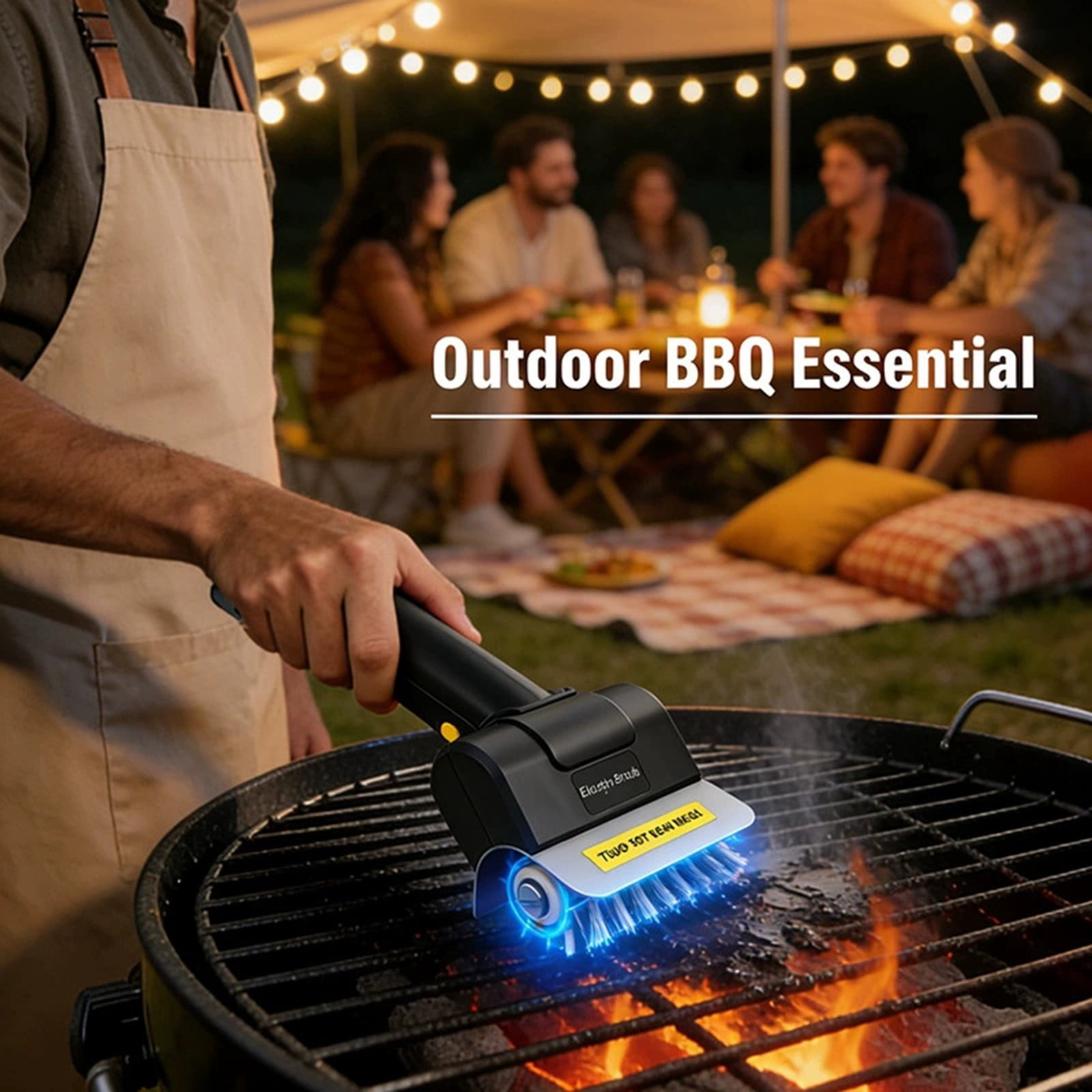 Hearthoom Stainless Steel Wireless Grill Brush, Power Control for Outdoor Grill, Rechargeable Bbq , Usb Powered for Grills & Frying Pans,Black
