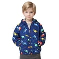 thumbnail image 3 of IDOPIP Toddler Baby Boys Girls Hooded Jacket Windbreaker Dinosaur Print Coat Kids Summer Autumn Long Sleeve Zip Up Lightweight Windproof Outwear 2-3 Years Blue, 3 of 10