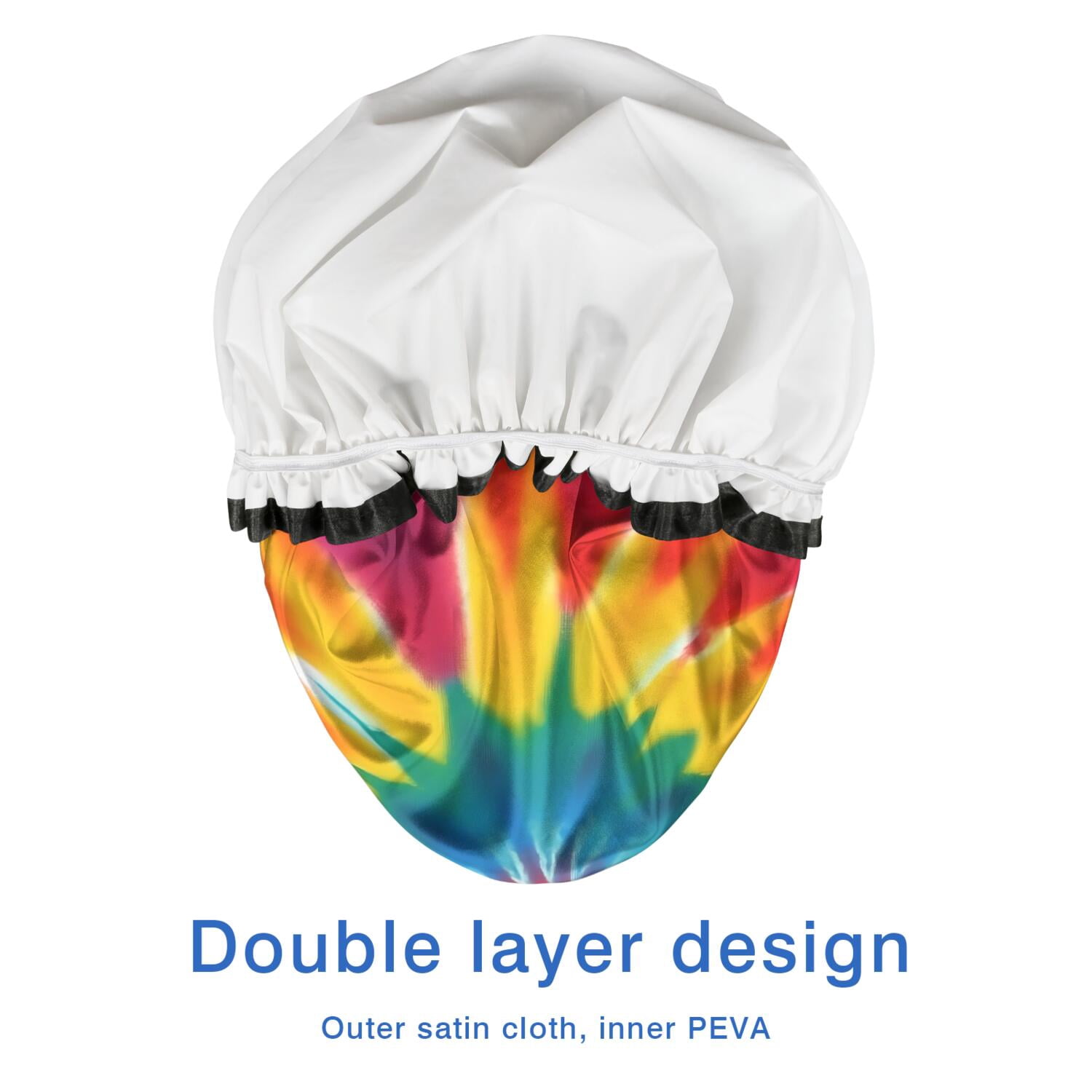 Shower Caps,Rainbow Tie Dye Mandala Pattern Waterproof Shower Cap for Women 4 Pieces,Double Reusable Hair Cover for Shower PEVA Elastic Stretch Hem