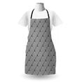 thumbnail image 3 of Abstract Apron, Optical Illusion Effect Fish Scale Monochrome Pattern with Repeating Swirls, Unisex Kitchen Bib with Adjustable Neck for Cooking Gardening, Adult Size, Black and White, by Ambesonne, 3 of 4