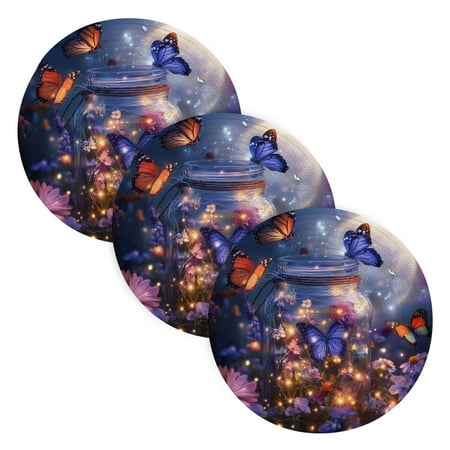 

BZSMCE Mats for Pots Pans Place Fairy Lights Painting Simple Style Pattern Pot Mats