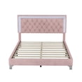 thumbnail image 7 of Solid and Stable Queen Size Upholstered Bed Frame with Led Lights,Modern Velvet Platform Bed with Tufted Headboard (Pink), 7 of 7