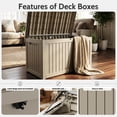 thumbnail image 4 of Joxxoaa 180 Gallon Resin Outdoor Deck Box Waterproof Patio Furniture, Garden Tools, Cushions, Pool Accessories Outside Storage (Grey), 4 of 6