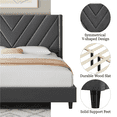 thumbnail image 3 of Yaheetech Upholstered Platform Bed with Tufted Headboard, Queen, Dark Gray, 3 of 7