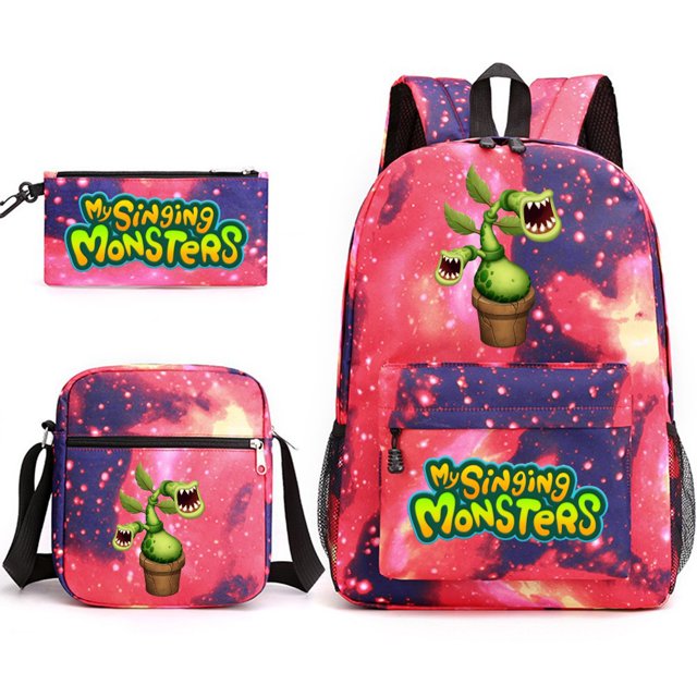 Monster Concert My Singing Monsters Schoolbag Three-piece Set, Large Capacity, Schoolbag For Primary And Secondary School Students-HAPDEN