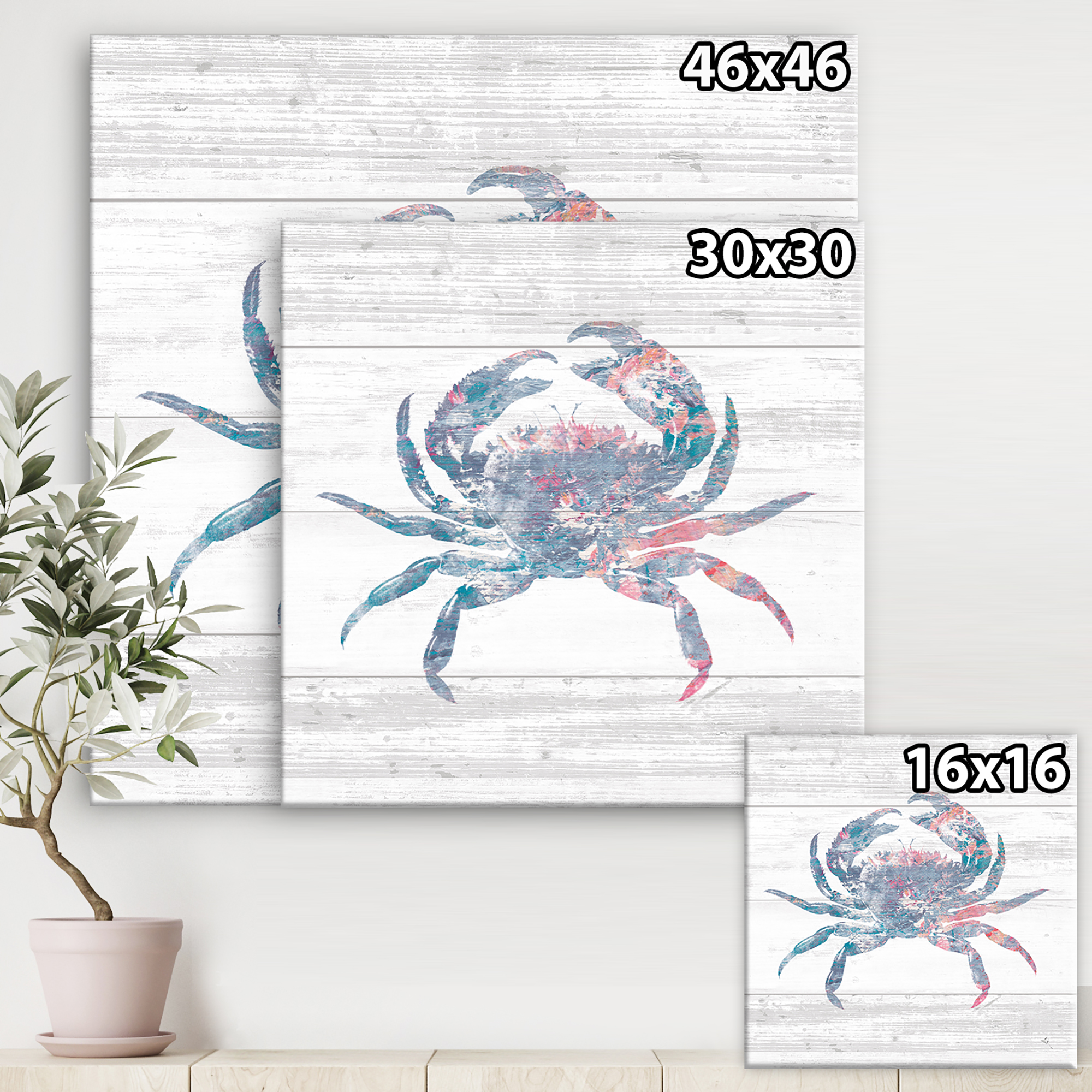 Designart 'Pink Crab Ocean Life' Nautical & Coastal Canvas Artwork