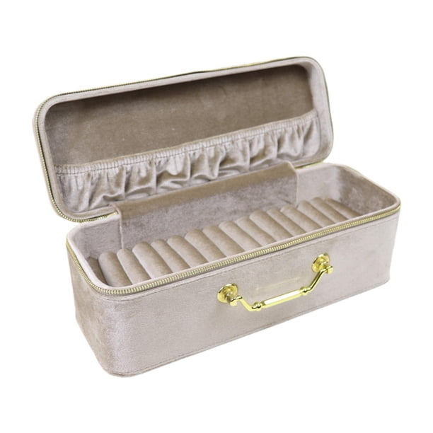 Estuche para pulseras, caja de almacenamiento de joyas con 15 ranuras, práctico estuche para brazaletes y joyas. Color del café con leche