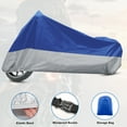 thumbnail image 3 of Motorcycle Cover All Season Universal Weather Waterproof Sun Outdoor Protection with Storage Bag Fits Up to 86.61'' Moto Cover L Blue Silver Tone, 3 of 7
