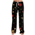 thumbnail image 4 of Women's Fashion Loose Casual Printed Casual Pants with Christmas Print, Comfortable Home and Sleepwear Bottoms, Elastic Waist for Easy Wear, Black, S, 4 of 6