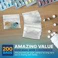 thumbnail image 4 of Pill Pouch Bags - (Pack of 200) 3" x 2.75" - BPA Free, Poly Bag Disposable Zipper Pills Baggies, Daily AM PM Travel Medicine Organizer Storage Pouches, Best Clear Reusable with Write-on Labels, 4 of 10