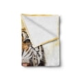 thumbnail image 2 of Tiger Soft Flannel Fleece Blanket, Young Panthera Tigris Altaica Growling in Angry Manner Portrait of a Young Large Cat, Cozy Plush for Indoor and Outdoor Use, 60" x 80", Multicolor, by Ambesonne, 2 of 6