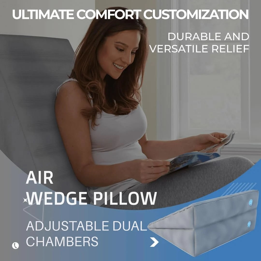 Boyd Sleep Inflatable Wedge Pillow with Pump and Auto Seal Valve, Gray