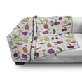 thumbnail image 2 of Heatlhy Soft Flannel Fleece Throw Blanket, Cartoon Style of Organic Fruits and Vegetables with Mini Striped Motifs, Cozy Plush for Indoor and Outdoor Use, 60" x 80", Multicolor, by Ambesonne, 2 of 5
