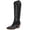 Black, variant on Women's Embroidered Knee High Cowboy Boots Snip Toe Stacked Heel Western Boots
