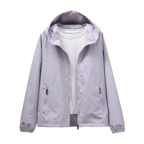 Fiaer,Oversized Windproof Jackets for Women,Women's Full Zip Baggy Hiking Tops,Womens Long Sleeve Casual Trendy Mountaineering Outerwear with Zipper Pockets Purple XL