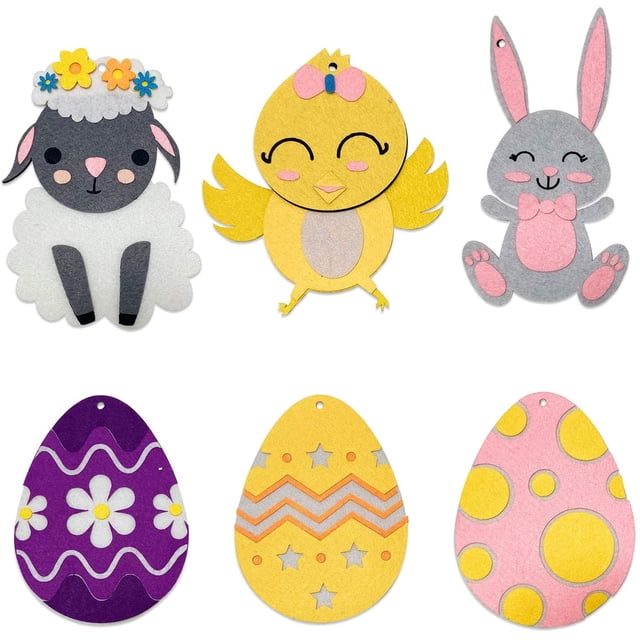 Easter Egg Crafts Kits for Kids - Bunny Rabbit School Class Activities Party Favors Supplies 12Ct