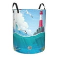 thumbnail image 2 of Easygdp Lighthouse Sea Port Large Dirty Clothes Hamper, Lightweight Storage Basket, Household Laundry Bag with Handle - Small, 2 of 8