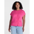 thumbnail image 2 of Time and Tru Women's Twist-Front Tee with Short Sleeves, Sizes XS-XXXL, 2 of 6