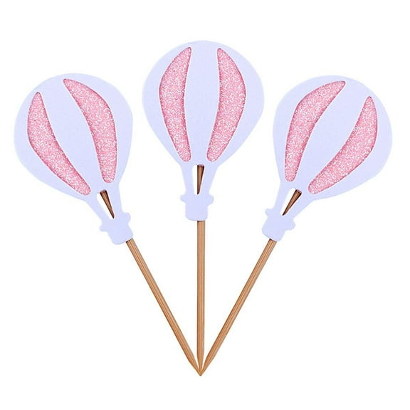 Raindrops 9 Pcs Cake Cupcake Toppers Glitter Hot Air Balloon Shaped Creative Plush Cupcake Picks Decoration for Wedding Birthday Party Baby Shower Christmas(White)
