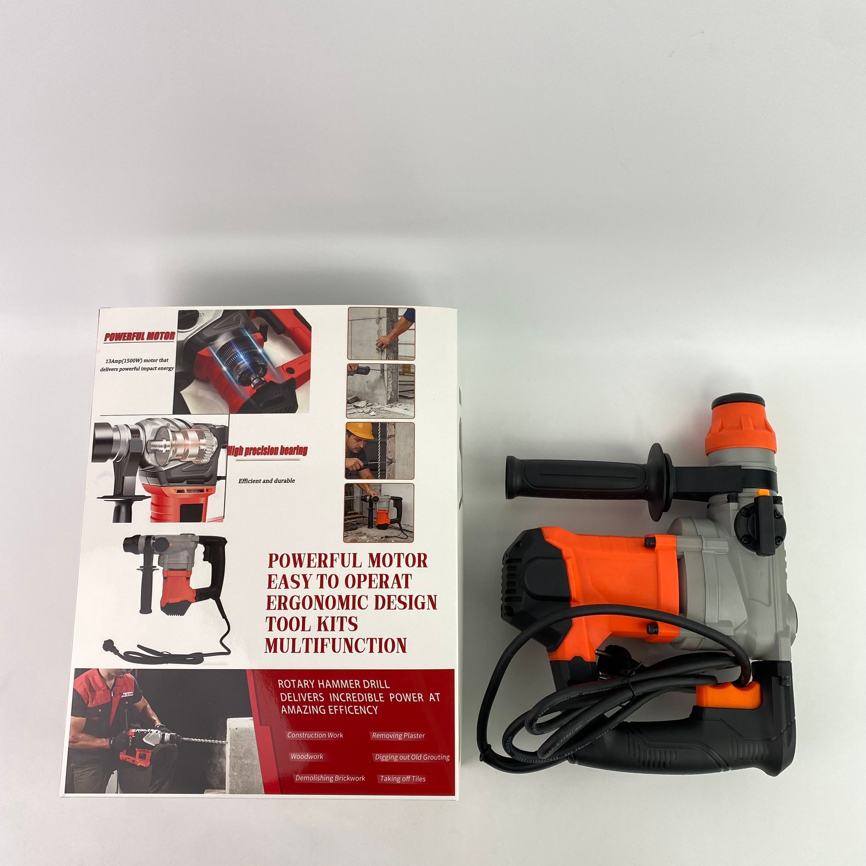 CO CREATION Power tools, namely, hammer drills,Rotary Hammer Drill with Vibration Control and Safety Clutch,13 Amp Heavy Duty 1-1/4 Inch Demolition Hammer for Concrete-Including