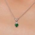 thumbnail image 3 of Gem Stone King 14K White Gold Green Nano Emerald and Lab Grown Diamond Pendant Necklace for Women | 0.43 Cttw | Gemstone May Birthstone | Heart Shape 4MM | With 18 inch Chain, 3 of 6