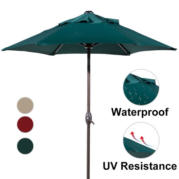 Abba Patio 7 5 Ft Round Outdoor Market Patio Umbrella With Push Button Tilt And Crank Lift Green Walmart Com Walmart Com