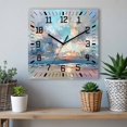 thumbnail image 6 of Blue Gray Coastal Wooden Wall Clock Silent Non Ticking, Oil Painting Modern Abstract Art Square Wall Clocks Battery Operated, Decor Clock for Home Office, Living Room, Kitchen, 12 Inch, 6 of 9