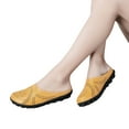 thumbnail image 5 of Anuirheih Slip on Sandals Women,Women's Shoes Solid Color Retro Hollow Out Carved Flat Heel Fashion Comfortable Casual Sandals Slippers(Yellow), 5 of 6