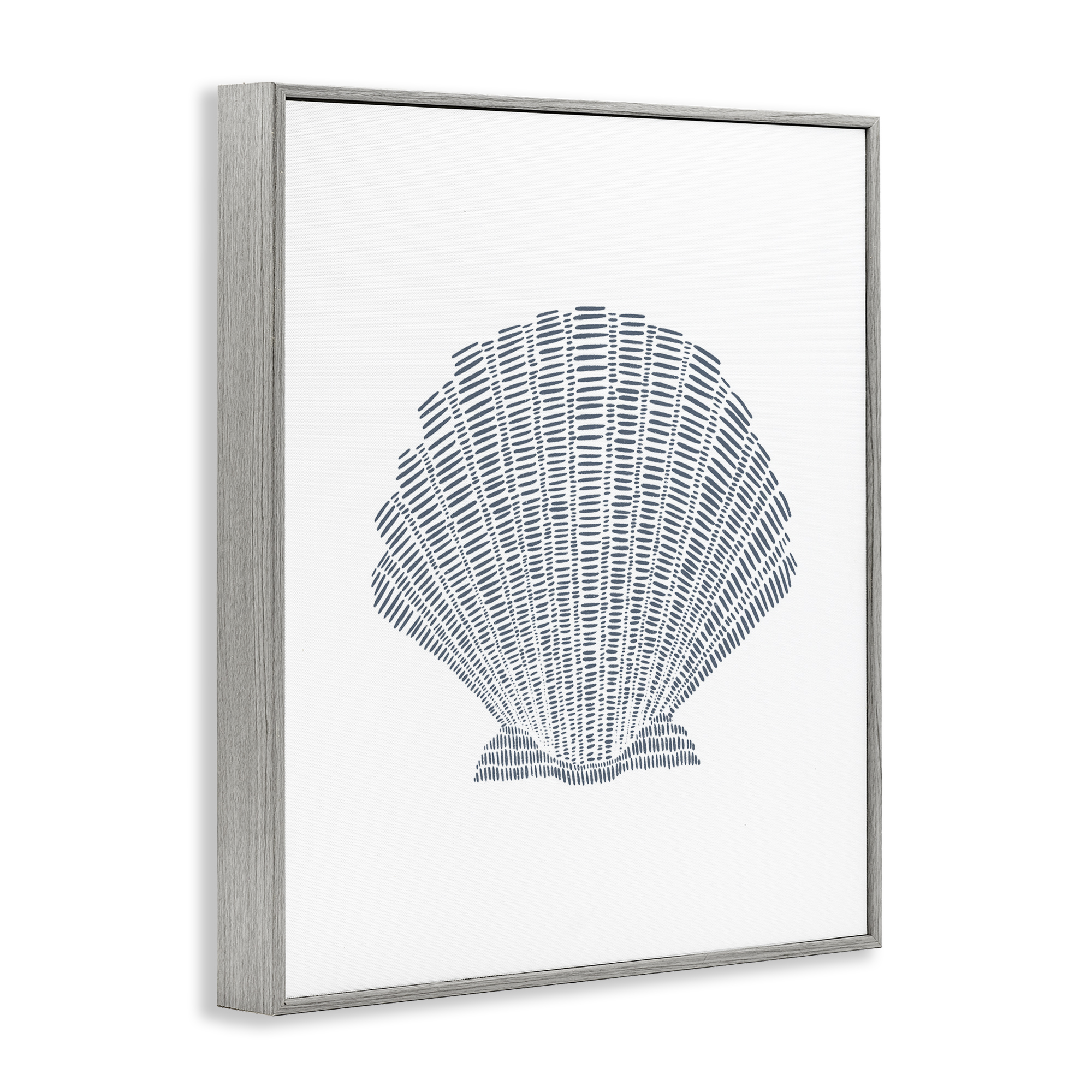 Stupell Industries Minimal Sea Shell Coastal Painting Gray Framed Art Print Wall Art, 11 x 14