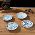 thumbnail image 2 of TJ Global Set of 4 Japanese Pottery Ceramic 6.8 Inch Plates for Any Meal and Dish, Japanese Dinnerware and Tableware with Traditional Blue Design POR607, 2 of 9