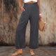 thumbnail image 1 of TaTaai Women's Summer Straight Leg Pants, Loose Fit High Waist Trousers with Pockets, Soft Ruffles and Pleats Design, Perfect for Casual, Beach and Seasonal Wear Gift, 1 of 7