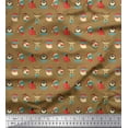thumbnail image 1 of Soimoi Brown Georgette Viscose Fabric Animal Face,Cap & Muffler Winter Theme Fabric Prints By Yard 42 Inch Wide, 1 of 1