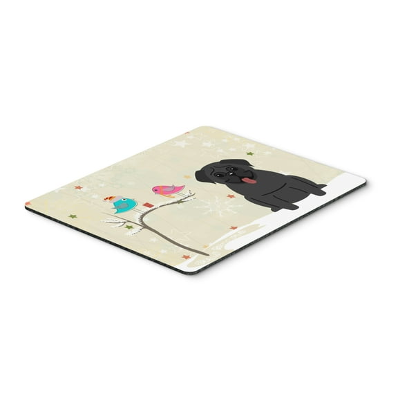 Christmas Presents between Friends Pug - Black Mouse Pad Hot Pad or Trivet