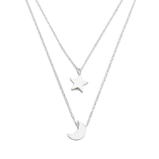 Collares dobles de bisutería bonitos para mujer, collares con colgantes de estrella en capas, buen collar