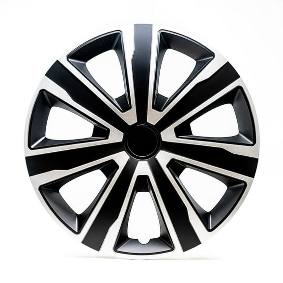 Alpena 16" Axel Wheel Covers, Silver & Black, set of 4