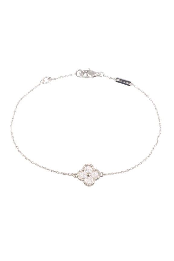Pre-Owned Van Cleef & Arpels Sweet Alhambra Diamond Bracelet in 18K White Gold (Silver or...