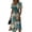 Dark Blue, variant on Tropical Palm Tree & Hibiscus Print V-Neck Wrap Dress for Women - Short Sleeve High Waist A-Line Midi Summer Beach Vacation Gown, Flowy Boho Holiday Party Dress with Cinched Waist White XXXL